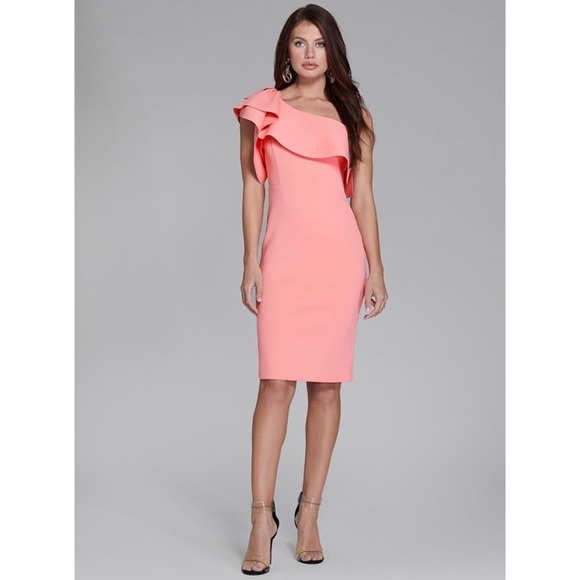 GUESS BY MARCIANO Martinique Ruffle Scuba Dress L - Picture 4 of 8